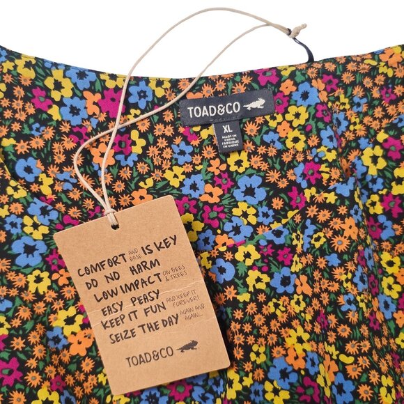 Boho Minimalist Toad & Co Maxi Dress XL NWT Black Floral - Picture 4 of 7